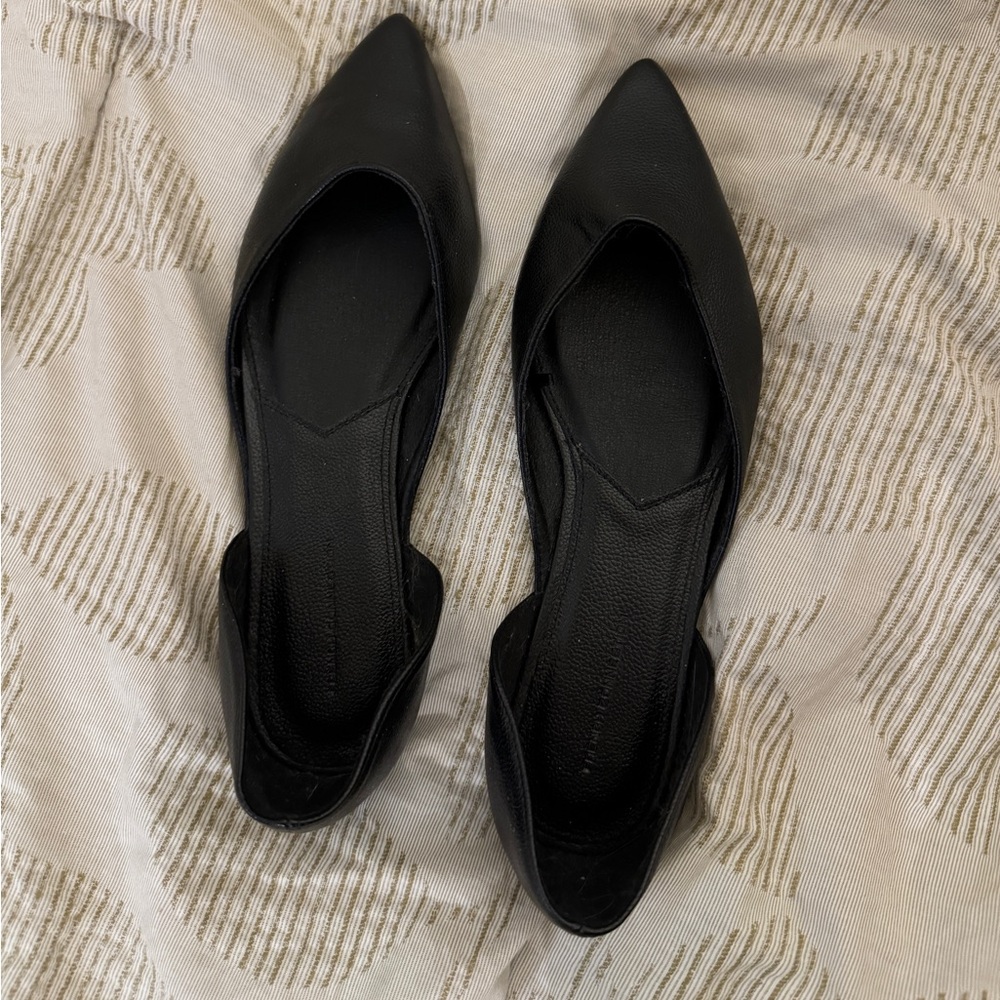 French Connection Black Pointed Leather Flats